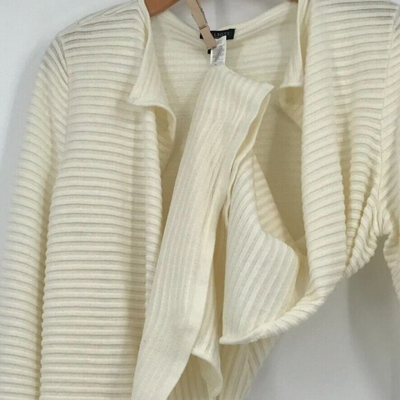 Talbots womens Cardigan Open Ribbed Sweater Ivory Cotton blend size large petite - Picture 5 of 5